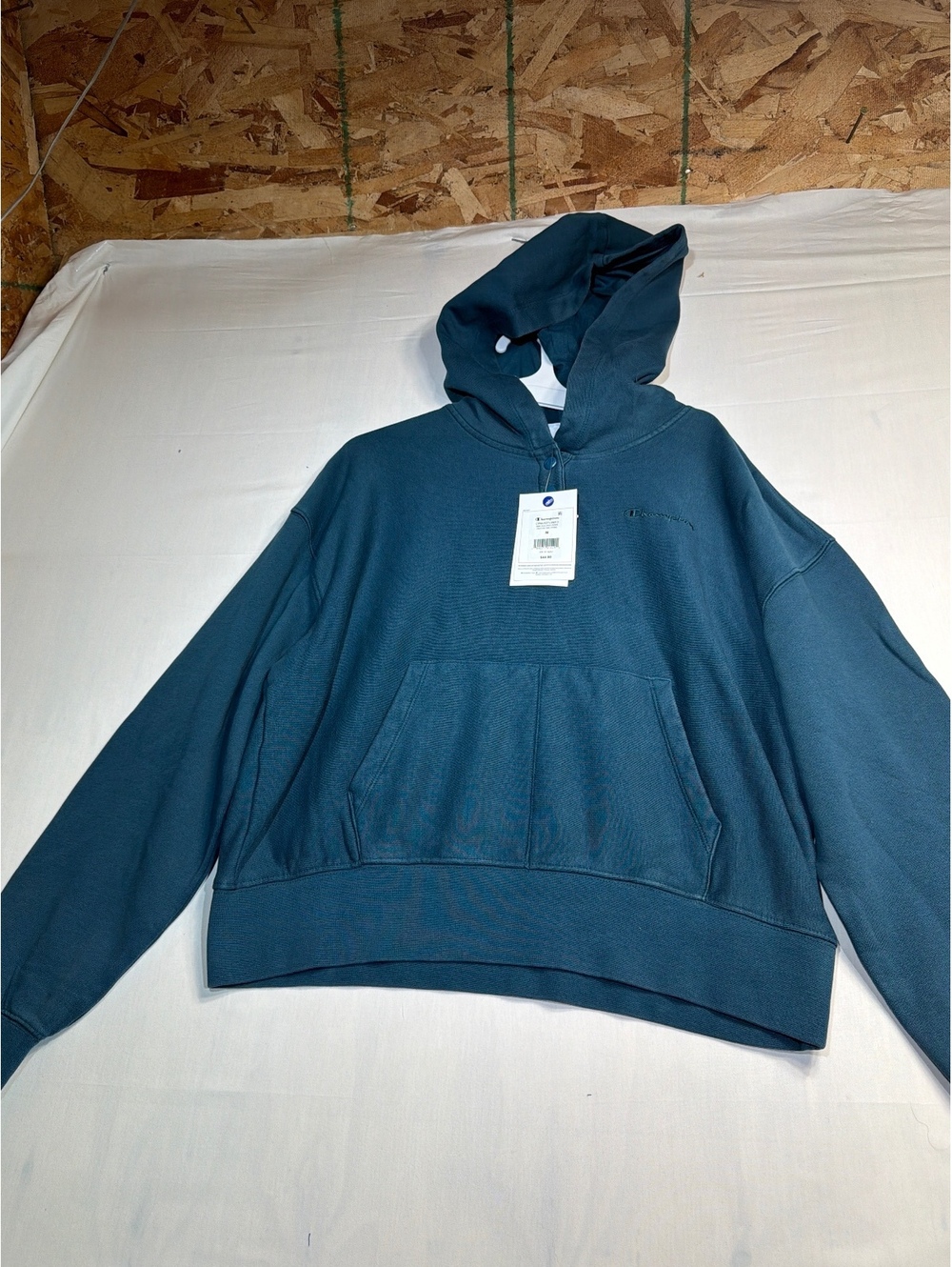 Champion Snap Pullover Hoodie Reflecting Pond Medium Blue/Green color